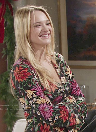 Summer's floral long sleeved dress on The Young and the Restless