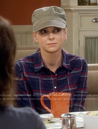 Christy's blue plaid shirt on Mom