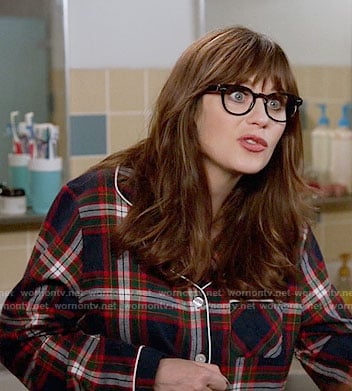 Jess's plaid pajamas on New Girl