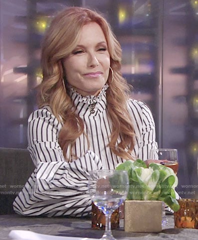 Lauren's striped ruffled top on The Young and the Restless