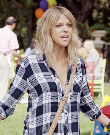 Mickey's white and navy plaid shirt on The Mick