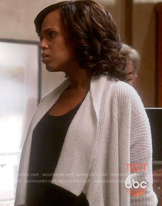 Olivia's white draped front cardigan on Scandal