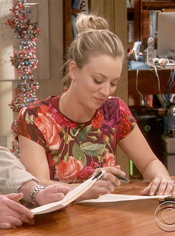 Penny's rose print top on The Big Bang Theory