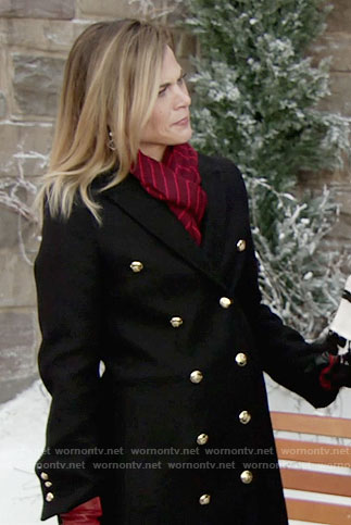 Phyllis's black coat with gold buttons on The Young and the Restless