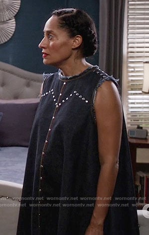 Rainbow's studded denim dress on Black-ish