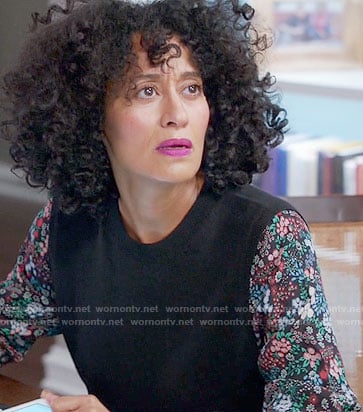 Rainbow's multi  colored floral top on Black-ish