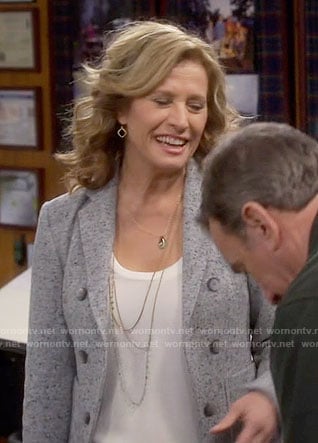 Vanessa's grey double-breasted blazer on Last Man Standing