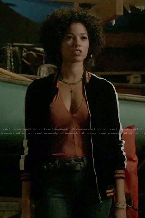 Maia's embroidered bomber jacket on Shadowhunters