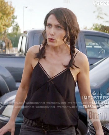 Abby's black laddered insert cami on Girlfriends Guide to Divorce