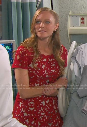 Abigail's red laser cutout dress on Days of our Lives