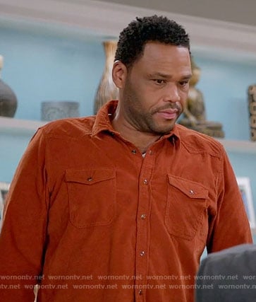 Andre's orange corduroy shirt on Black-ish