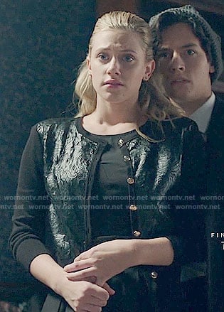 Betty's black lace front cardigan on Riverdale