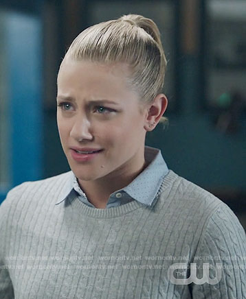Betty's grey cable knit sweater on Riverdale