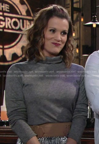 Chelsea's grey turtleneck with black back on The Young and the Restless