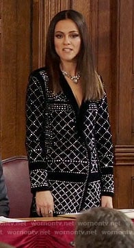 Eleanor's black studded velvet jacket dress on The Royals
