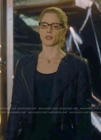 Felicity's blue leather jacket on Arrow