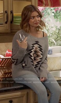 Haley's grey printed sweater on Modern Family
