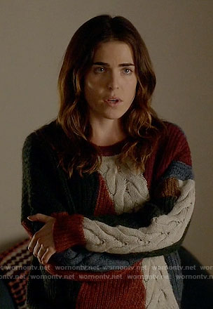 Laurel's colorblock cable knit sweater on How to Get Away with Murder