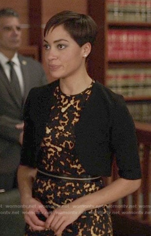 Lucca's yellow dotted print dress on The Good Fight