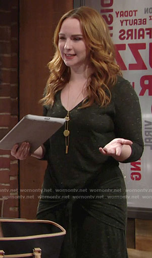 Mariah's tie-front long sleeve dress on The Young and the Restless
