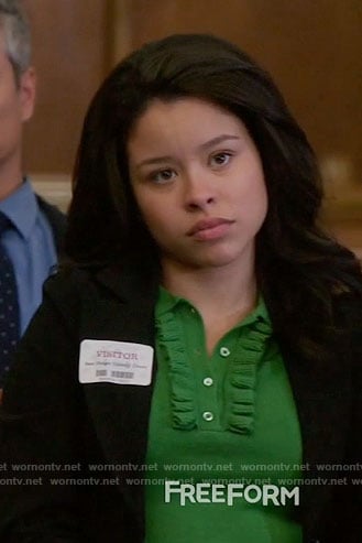 Mariana's green ruffled polo top on The Fosters