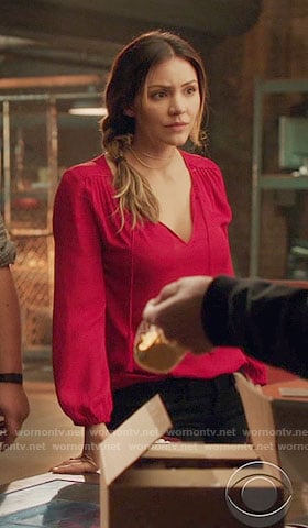 Paige's red blouse on Scorpion