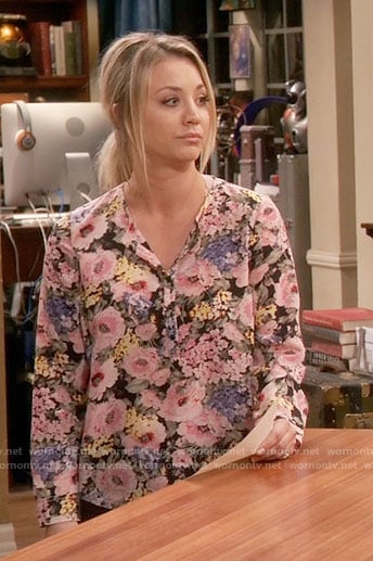 Penny's floral long sleeve blouse on The Big Bang Theory