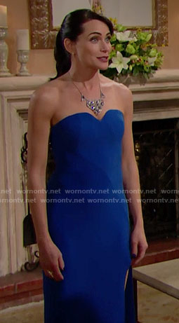 Quinn's blue strapless gown on The Bold and the Beautiful