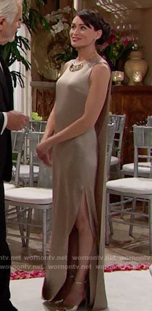 Quinn's champagne sleeveless gown on The Bold and the Beautiful