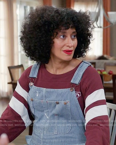 Rainbow's striped overalls on Black-ish