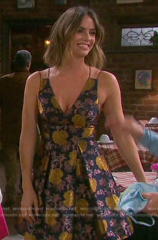 Stephanie's floral pleated jacquard dress on Days of our Lives
