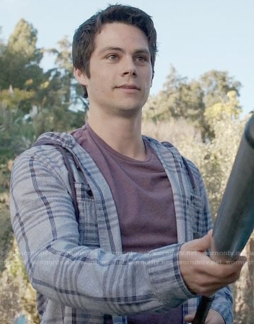 Stiles's grey checked hooded shirt on Teen Wolf