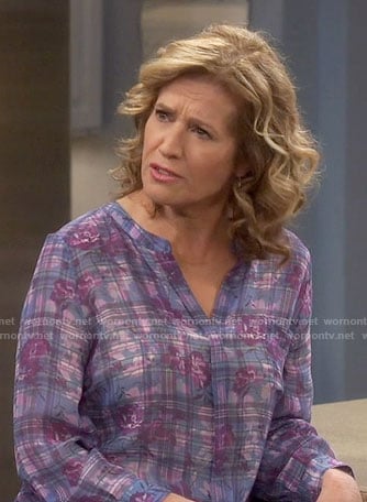 Vanessa's purple plaid and floral blouse on Last Man Standing