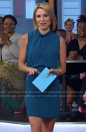 Amy's blue sleeveless mini dress on Good Morning America