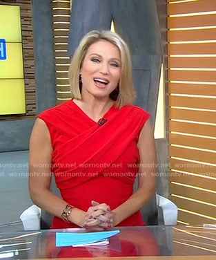 Amy's red cross neck dress on Good Morning America