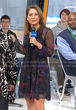 Ginger's black floral ruffled dress on Good Morning America