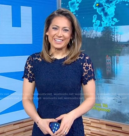 Ginger's navy floral lace dress on Good Morning America