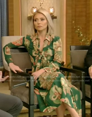 Kelly's green printed dress on Live with Kelly