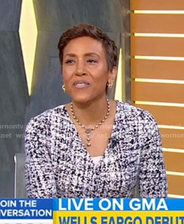 Robin's white printed wrap dress on Good Morning America