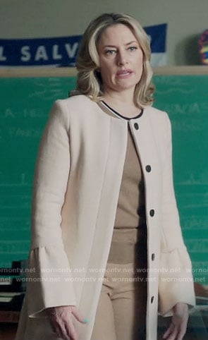 Alice's bell-sleeve coat and brown top on Riverdale