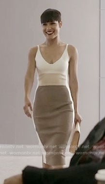 Anika's beige colorblock dress on Empire