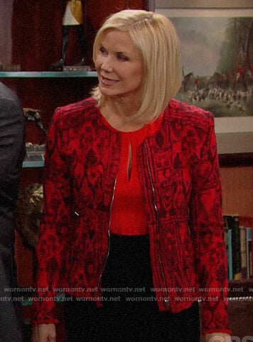 Brooke's red printed jacket on The Bold and the Beautiful