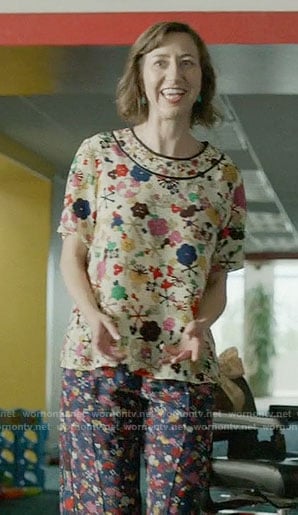 Carol's printed top and pants on Last Man on Earth