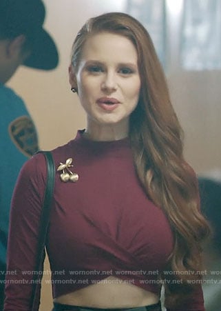 Cheryl's burgundy crop top on Riverdale
