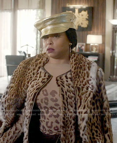 Cookie's sheer leopard top and leopard fur coat on Empire