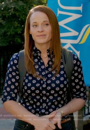 Daphne's navy daisy print shirt on Switched at Birth