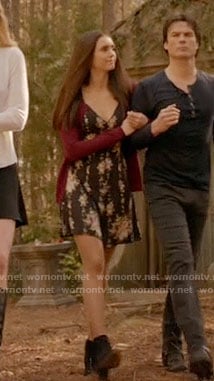 Elena's black floral dress on The Vampire Diaries