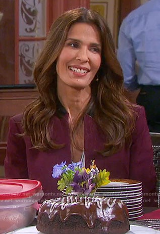 Hope's burgundy blazer with black collar on Days of our Lives