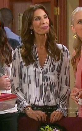 Hope's white printed v-neck blouse on Days of our Lives