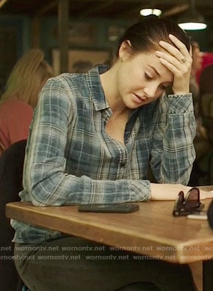 Jane's blue plaid shirt on Big Little Lies
